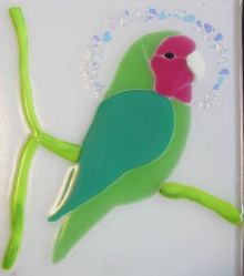 Fused glass lovebird